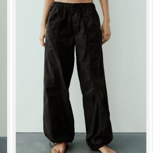 Black Zara cargo/parachute pants with drawstring size XL